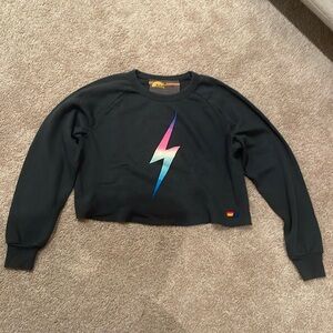 Size Medium Aviator Nation Women’s Navy Lightening Bolt Crewneck